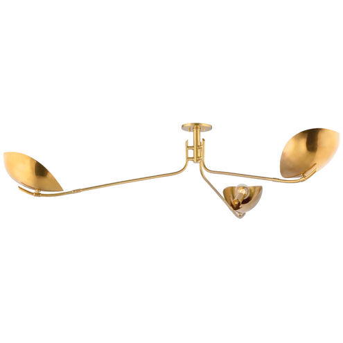 Avondale 3 Light 62 inch Aged Brass Semi Flush Ceiling Light