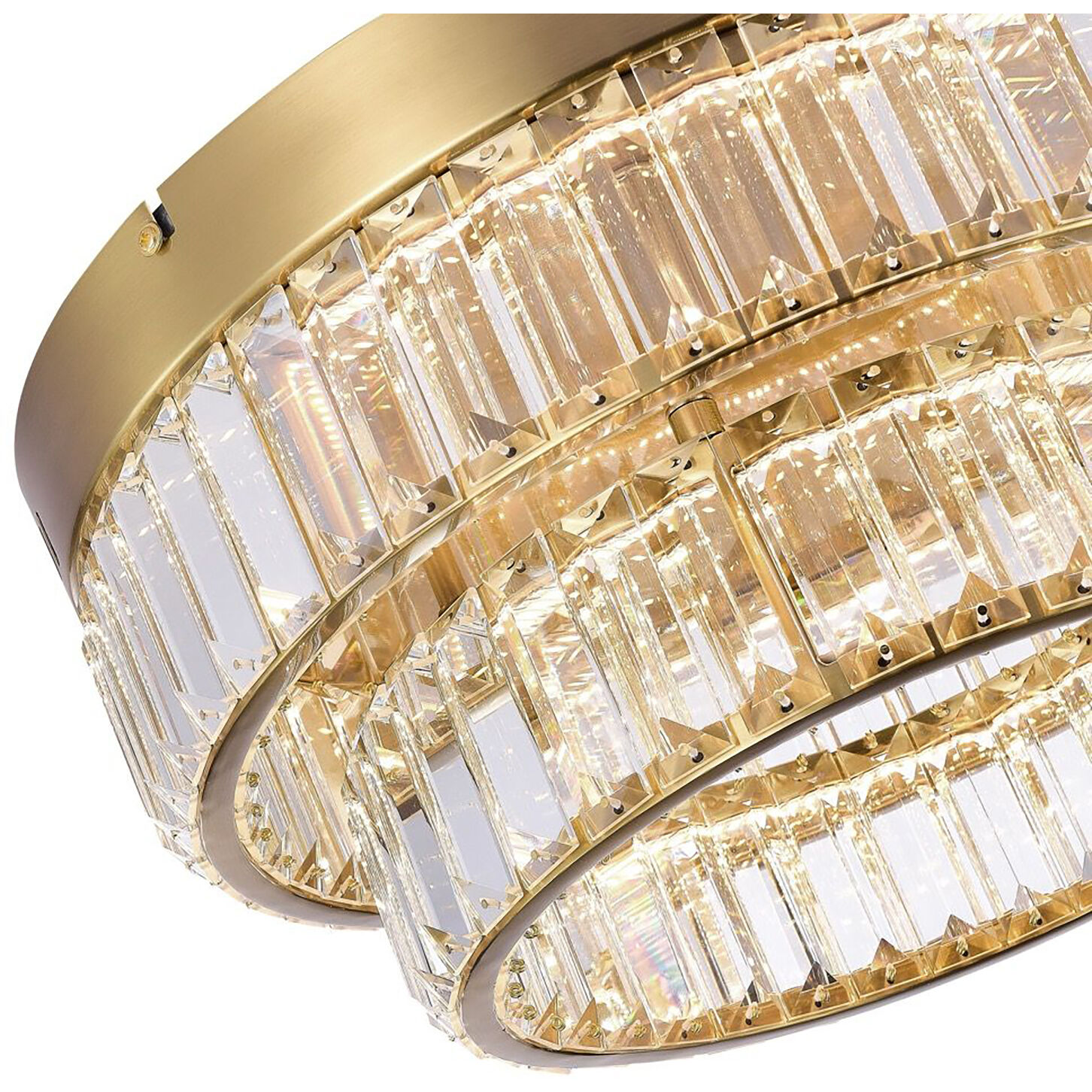 Stella LED 15.74 inch Brushed Brass Flush Mount Ceiling Light in Black and Brass