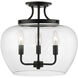 Joliet 3 Light 15.75 inch Matte Black Semi Flush Mount Ceiling Light