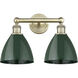 Plymouth Dome 2 Light 16.5 inch Antique Brass Bath Vanity Light Wall Light in Green