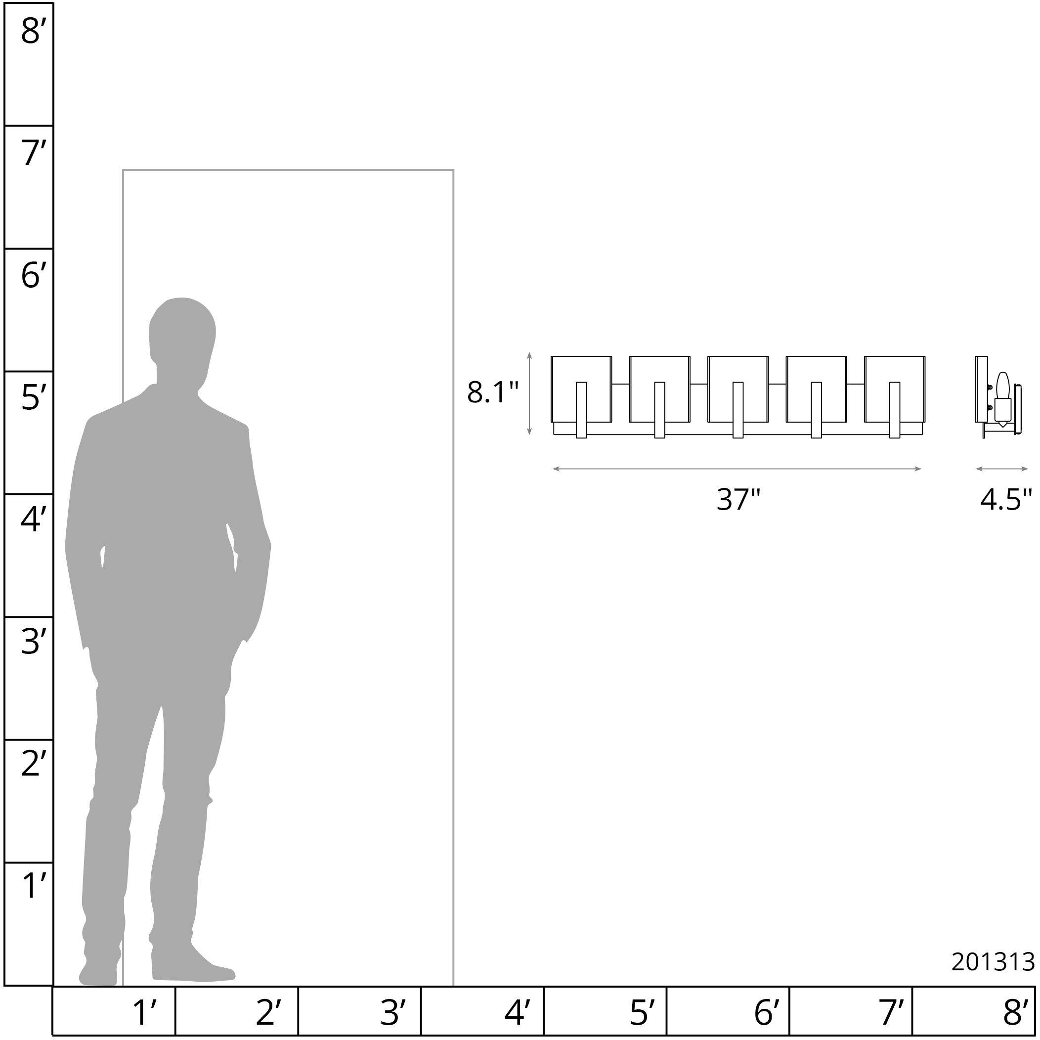 Arc 5 Light 37 inch Modern Brass Bath Sconce Wall Light