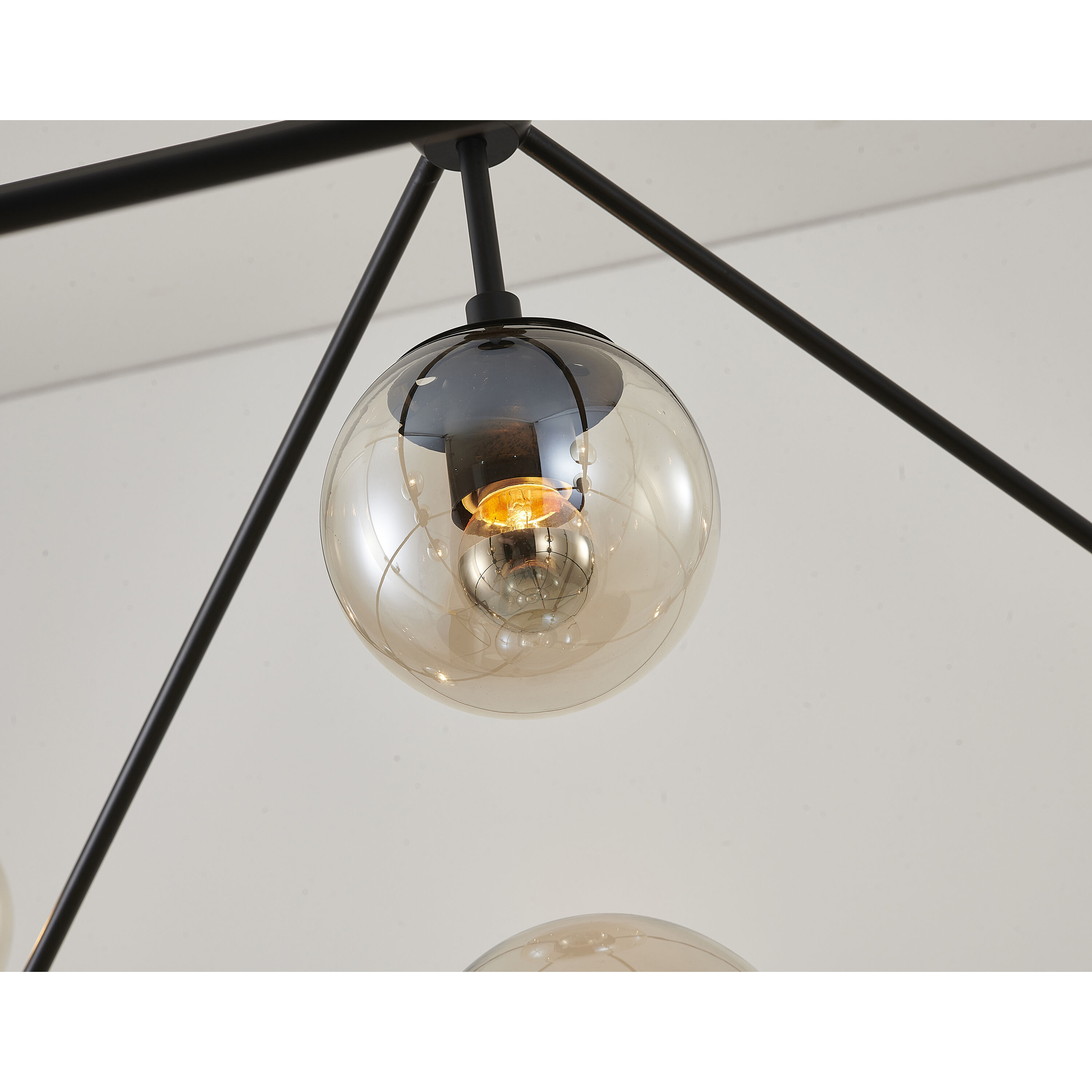 Canada 15 Light 51 inch Black Chandelier Ceiling Light, Geometric Sphere, Black Frame