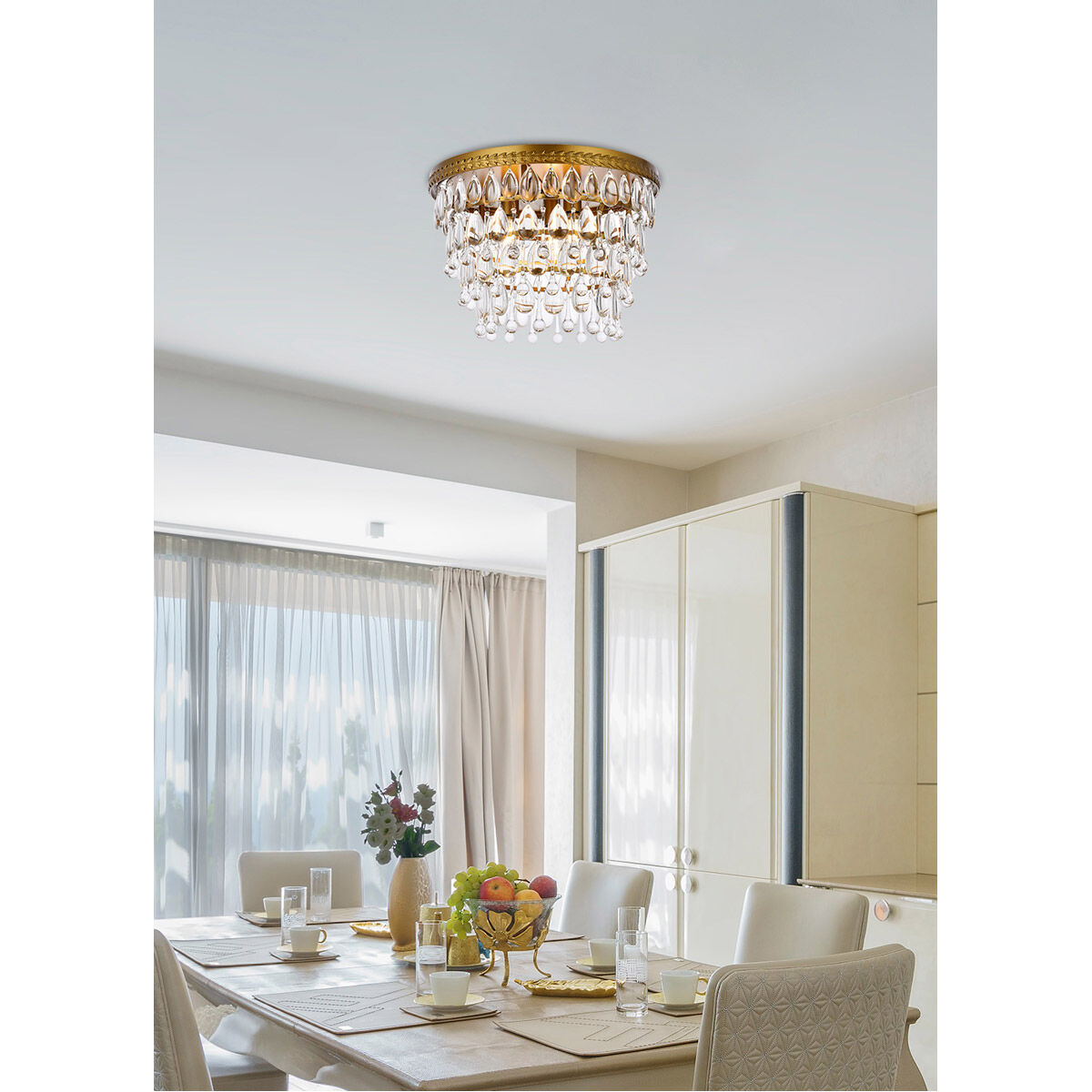 Nordic 3 Light 15 inch Brass Flush Mount Ceiling Light