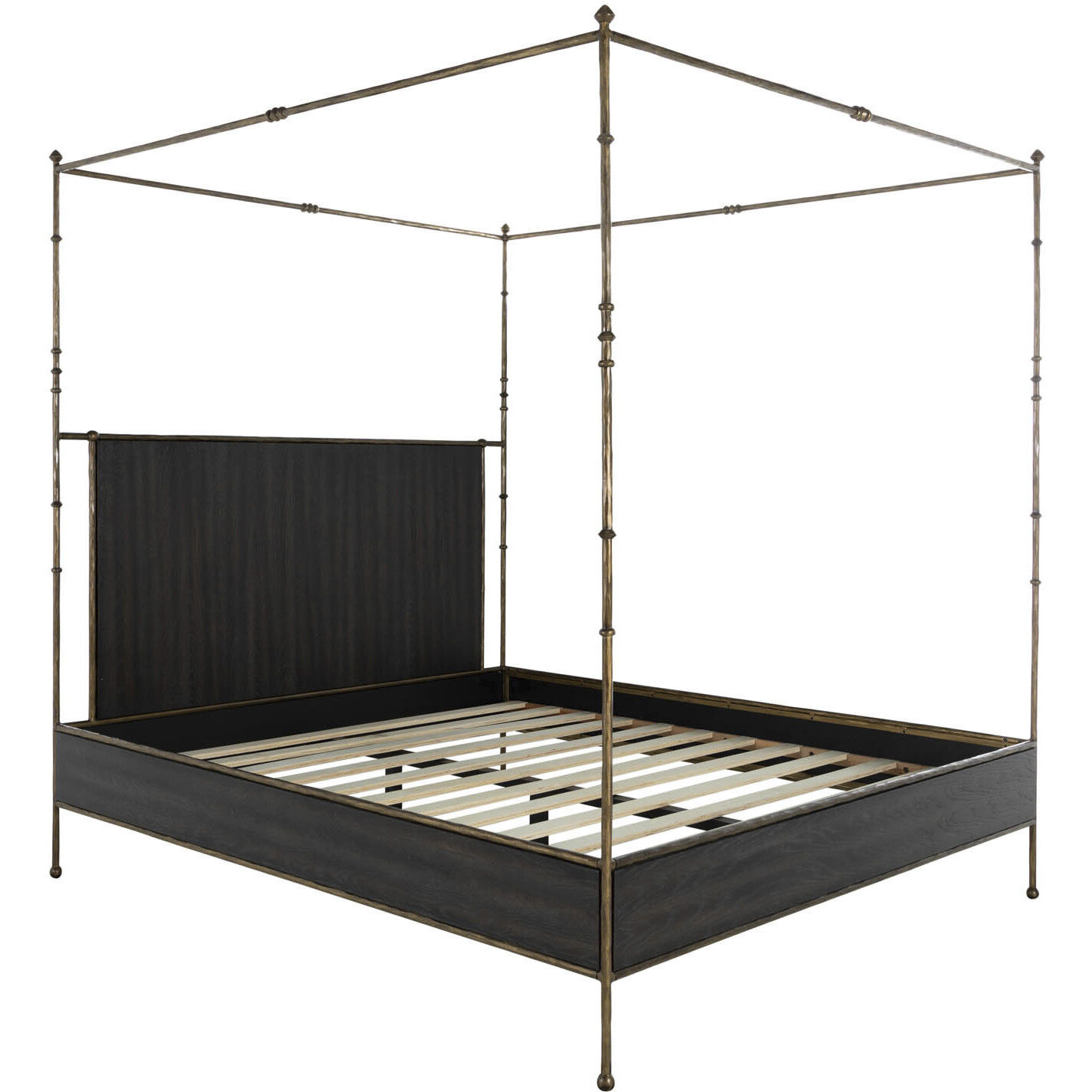 Reese Cerused Forest Black and Dark Antique Brass King Bed
