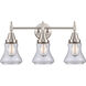Caden 3 Light 24 inch Satin Nickel Bath Vanity Light Wall Light in Clear Glass