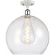 Ballston Athens 1 Light 14 inch White and Polished Chrome Semi-Flush Mount Ceiling Light in Seedy Glass