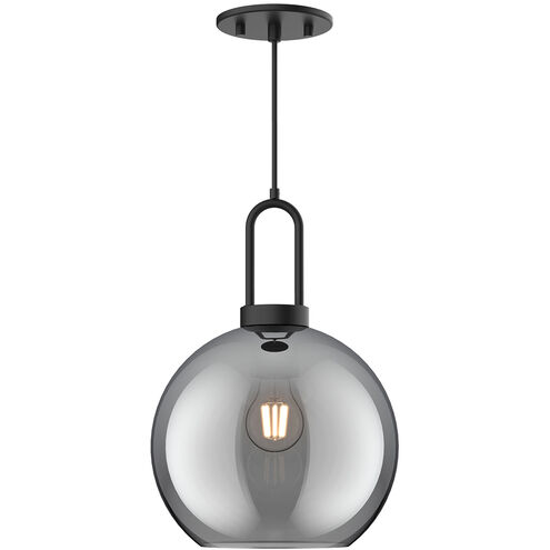 Alora Mood Soji 1 Light 9.88 inch Matte Black Pendant Ceiling Light in Smoke Glass