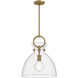 Waldo 1 Light 14 inch Aged Gold Pendant Ceiling Light in Clear Glass