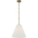 Thomas O'Brien Goodman 1 Light 15 inch Hand-Rubbed Antique Brass Hanging Shade Ceiling Light in Linen, Small