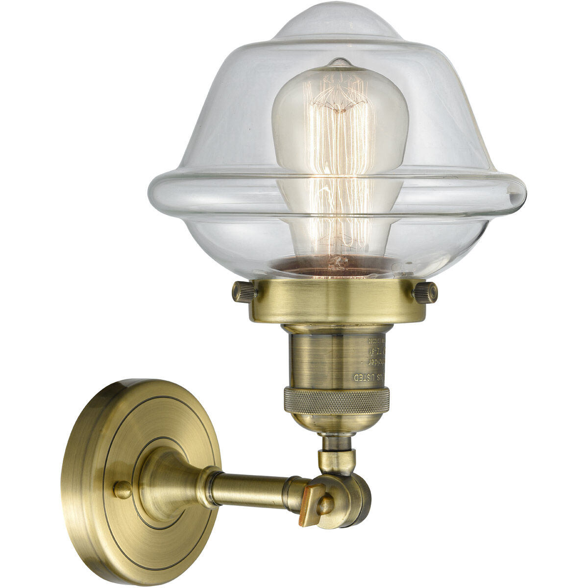 Franklin Restoration Small Oxford 1 Light 8 inch Antique Brass Sconce Wall Light in Incandescent, Clear Glass, Franklin Restoration
