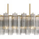Addis 14 Light 52 inch Aged Brass Linear Chandelier Ceiling Light in Tronchi Glass Smoke