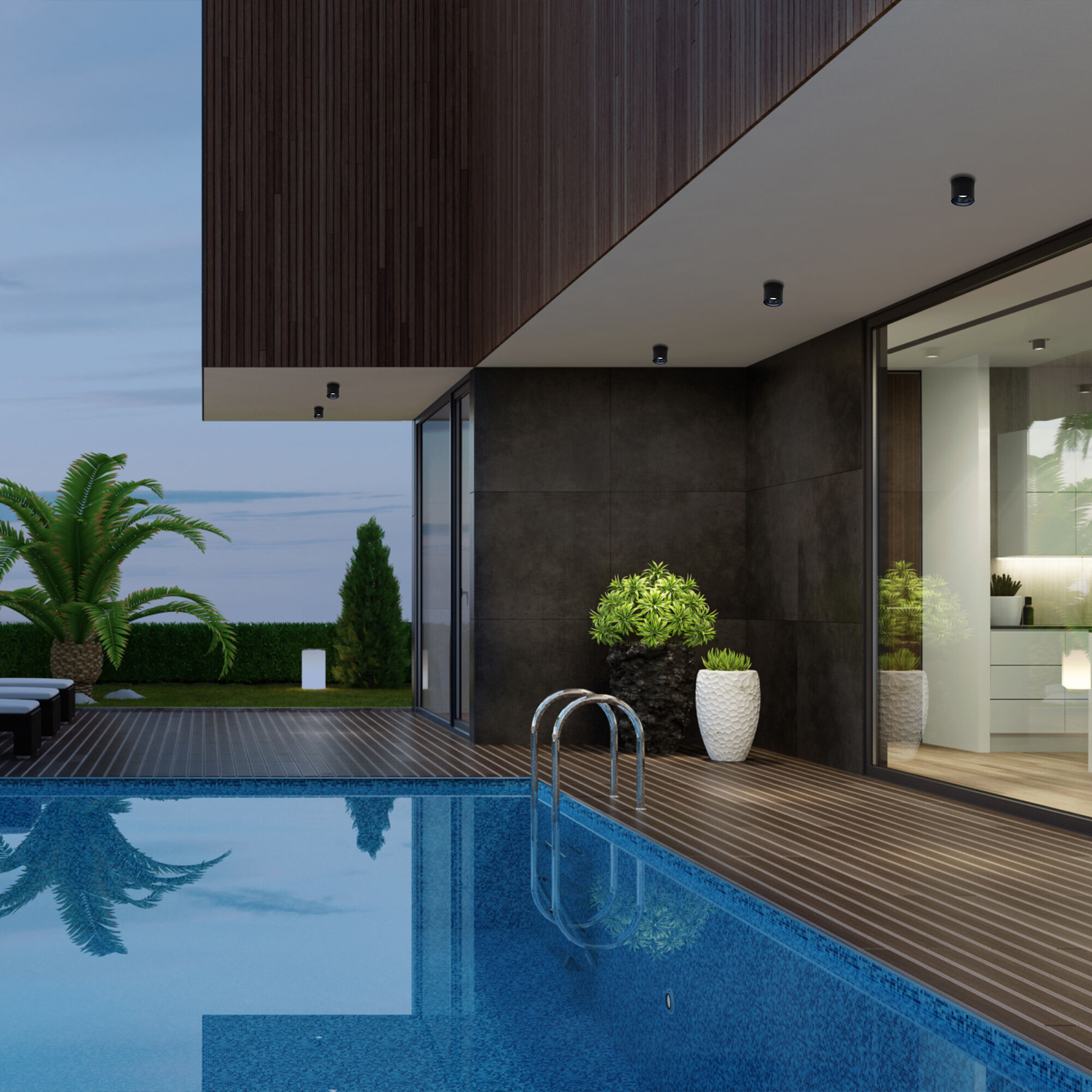 Downtown LED 5 inch Black Flush Mount Ceiling Light in 3000K, dweLED