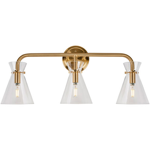 Beaker 3 Light 26 inch Soft Gold Vanity Light Wall Light
