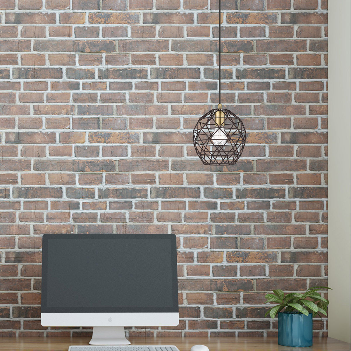 Geometric 1 Light 8 inch Bronze Mini Pendant Ceiling Light