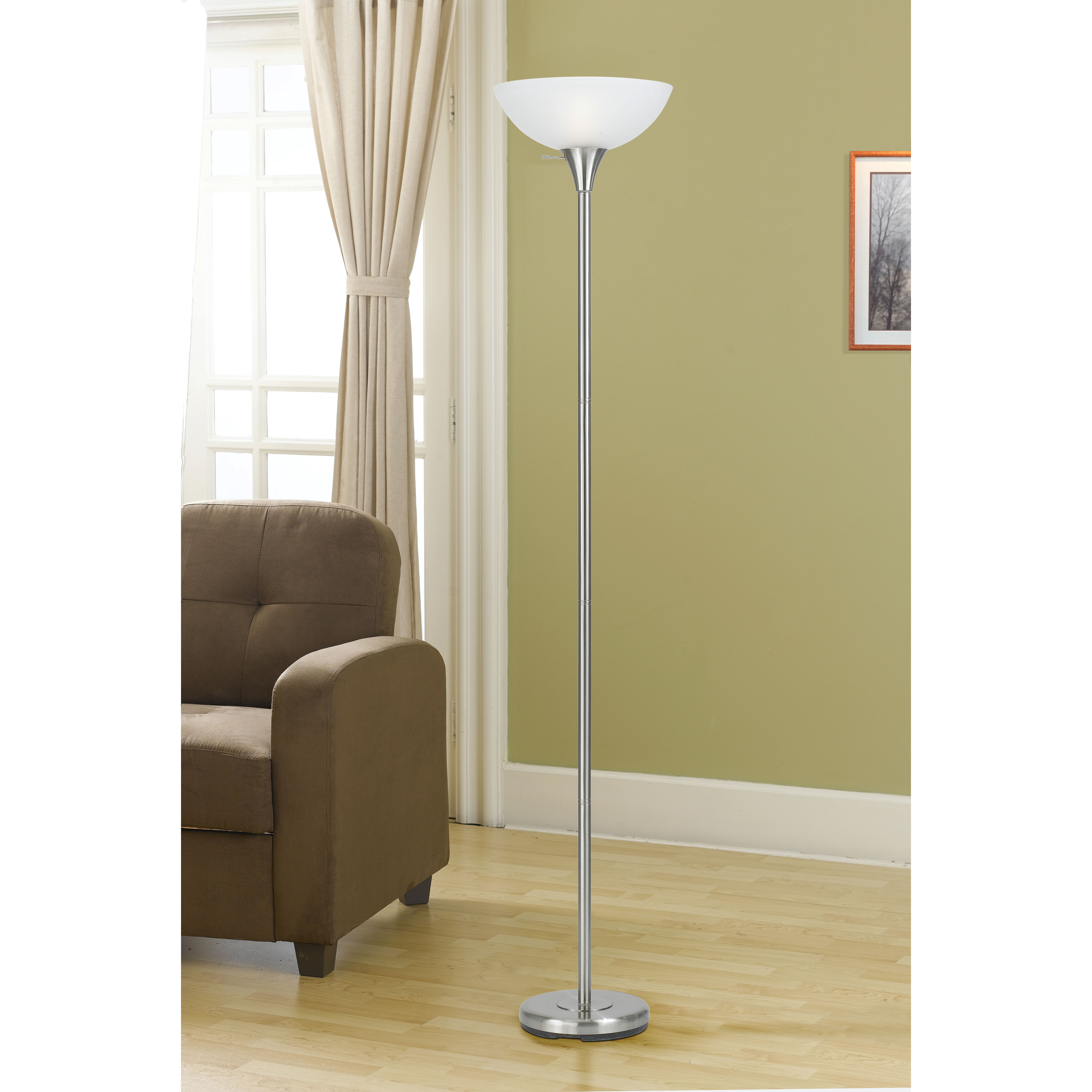 Signature 70 inch 150 watt Brushed Steel Torchiere Portable Light