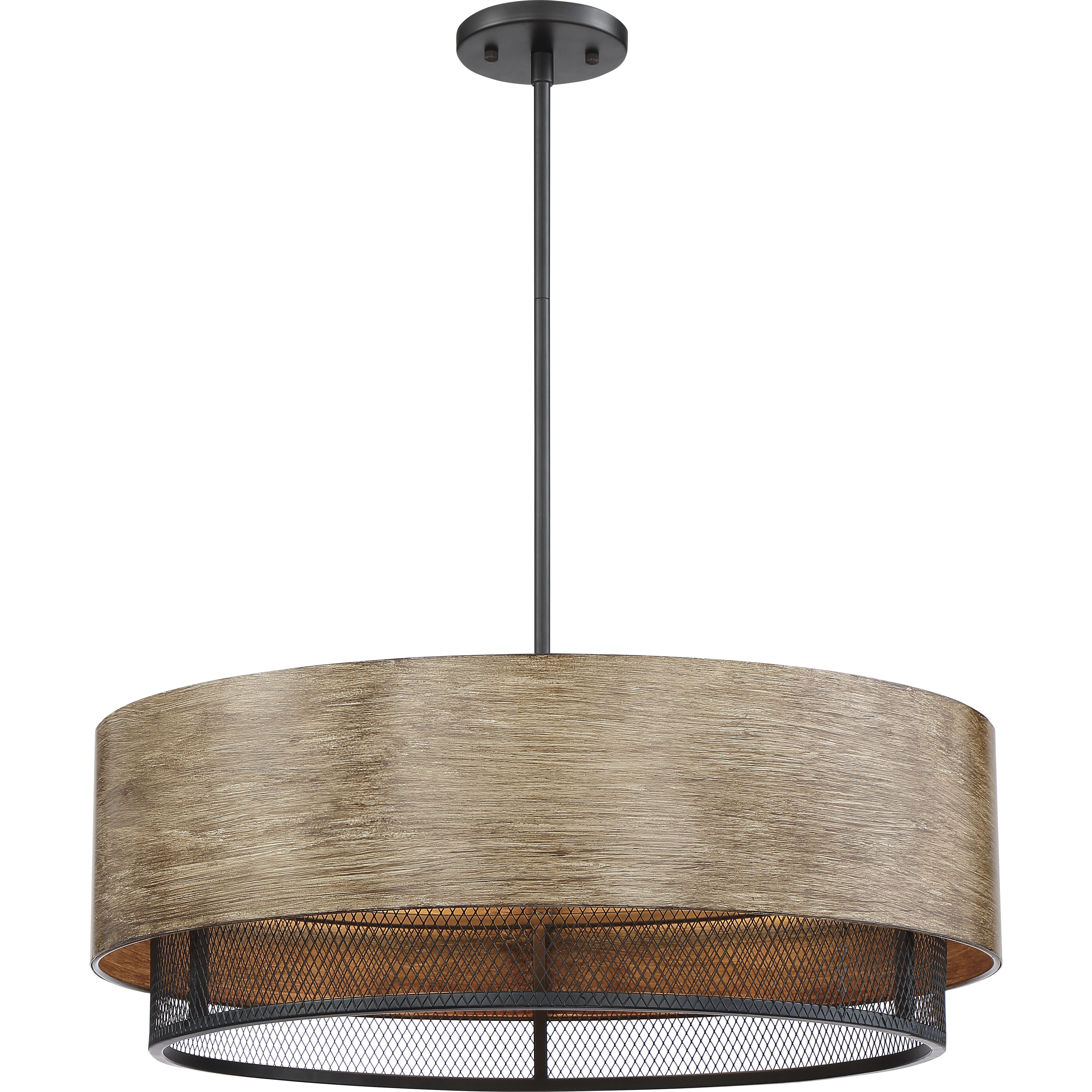 Barrique 5 Light 24 inch Black and Honey Wood Pendant Ceiling Light