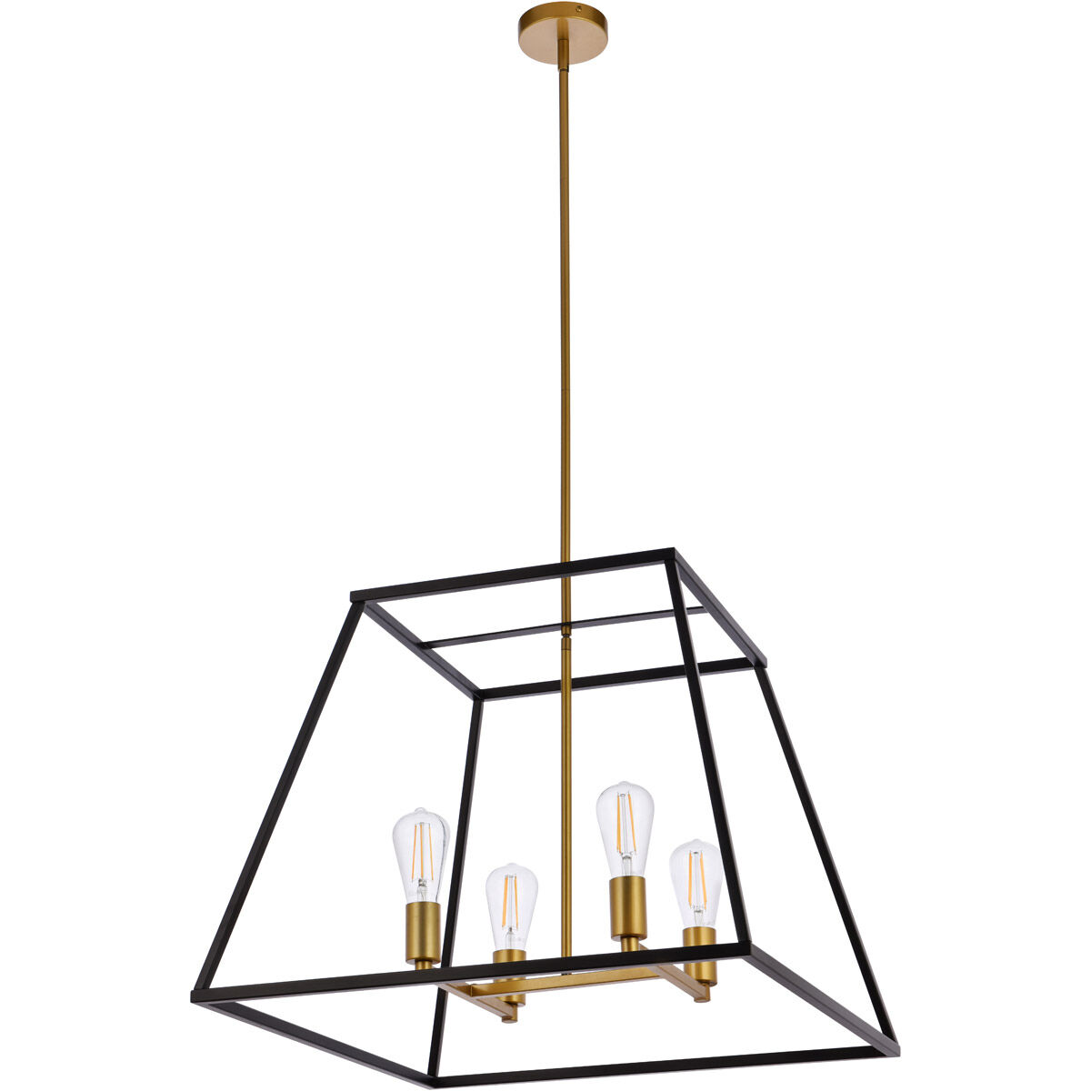 Declan 4 Light 24 inch Black and Brass Pendant Ceiling Light