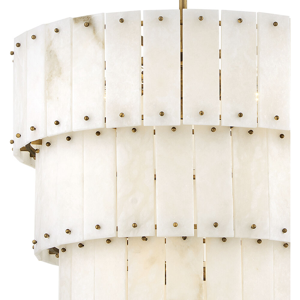 Simone LED 24 inch Burnished Gold Chandelier Ceiling Light in Alabaster, Multi Tier