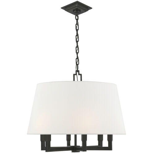 Chapman & Myers Square Tube 6 Light 24 inch Bronze Hanging Shade Ceiling Light in Linen