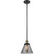 Franklin Restoration Cone LED 8 inch Black Antique Brass Mini Pendant Ceiling Light in Plated Smoke, Franklin Restoration
