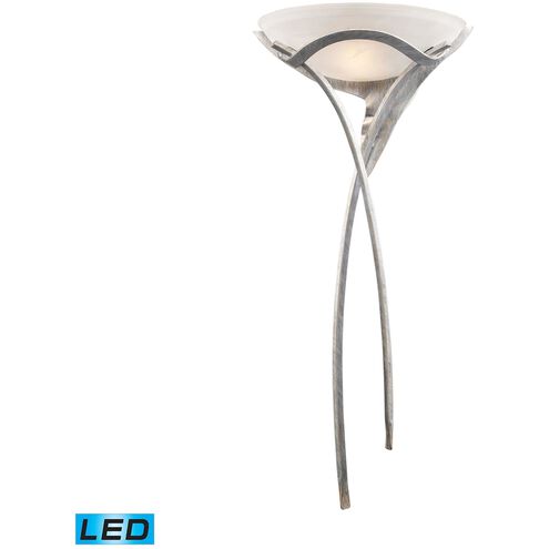 Aurora Sconce Wall Light in LED, White Faux Alabaster Glass, Tarnished Silver