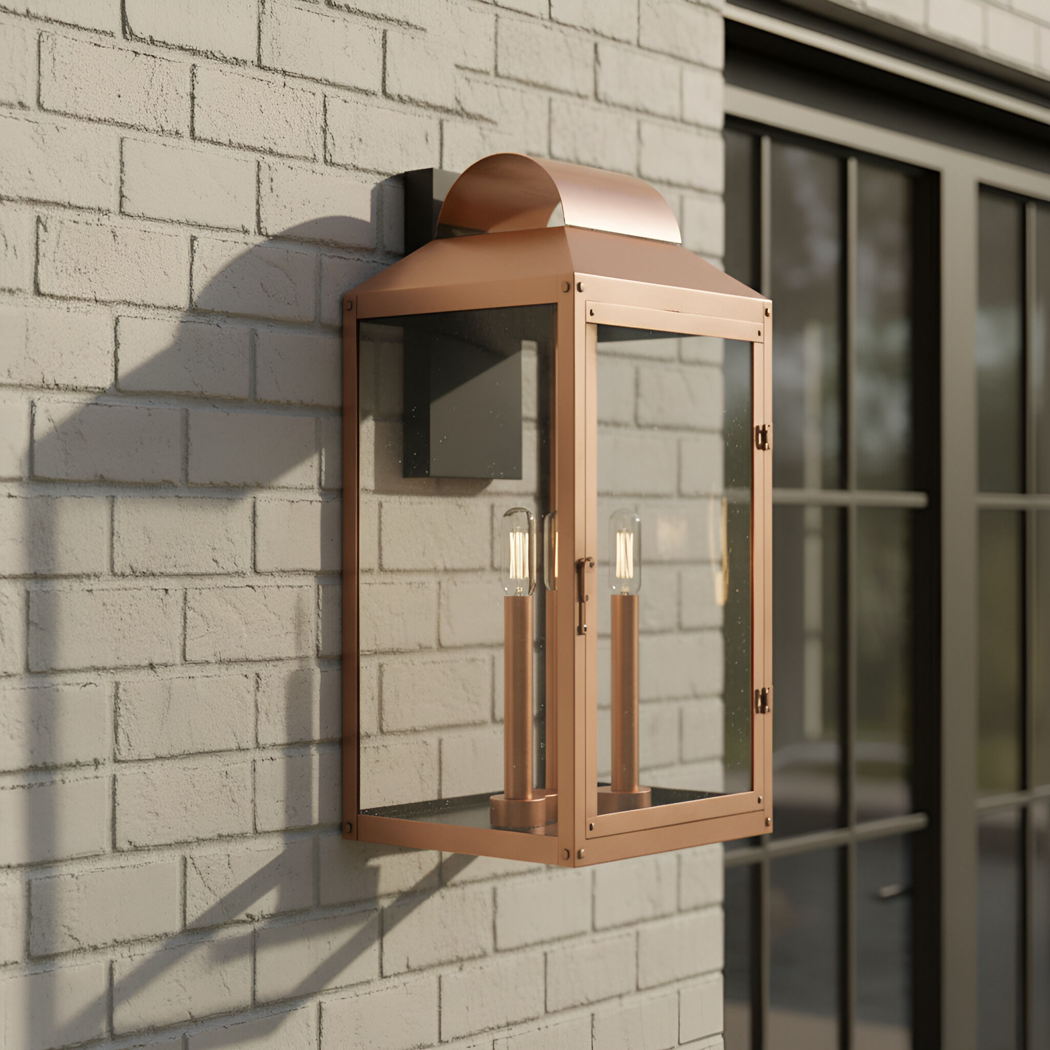 Beryn 3 Light 19 inch Aged Copper Outdoor Wall Lantern