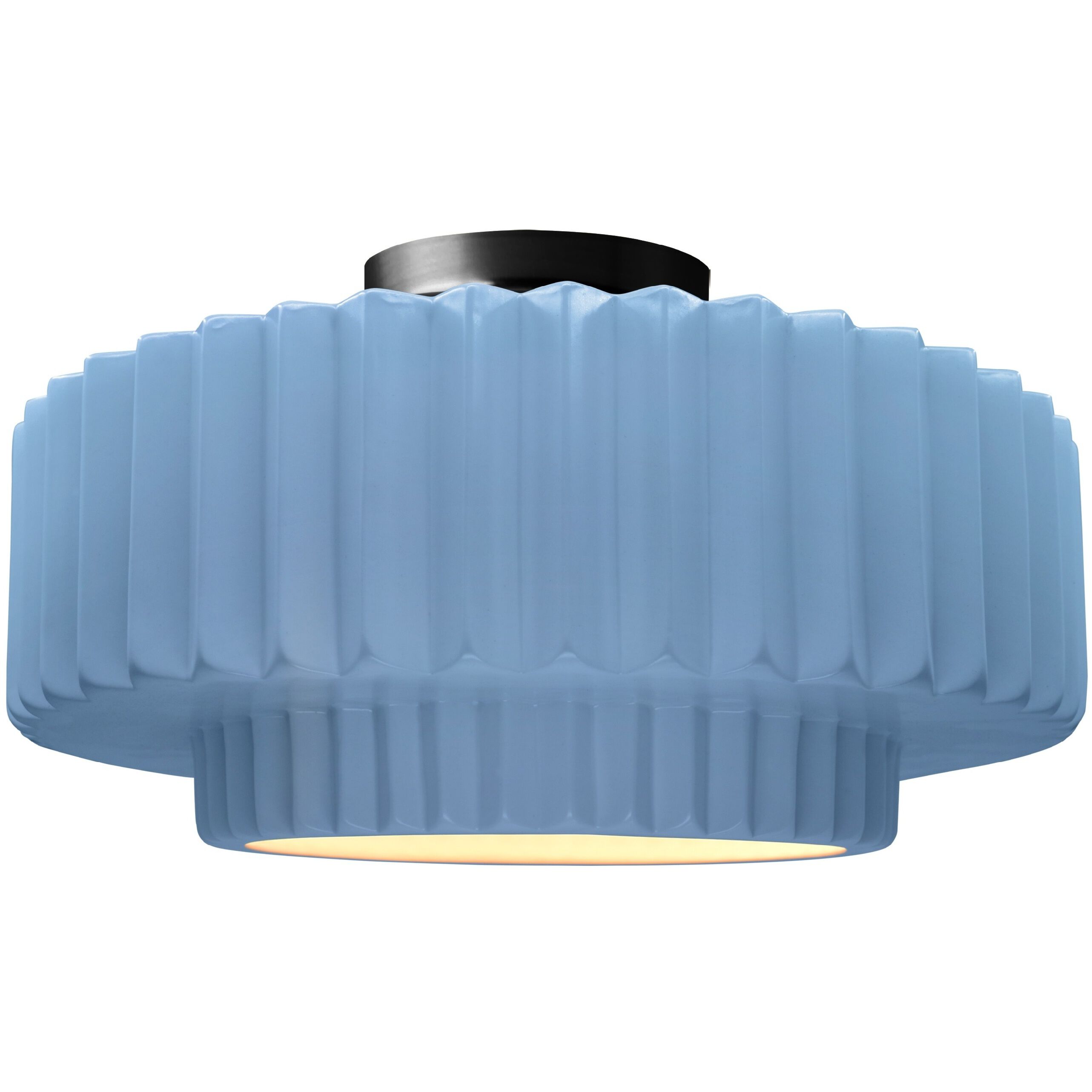 Radiance Collection - Pleated Tier LED 14.5 inch Sky Blue and Matte Black Semi-Flush Ceiling Light in Dedicated LED, 14.5W x 7.25H, Form+Finish+Function