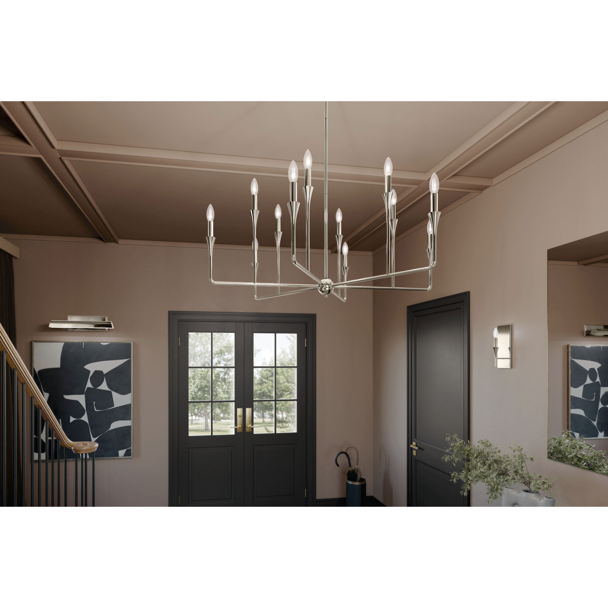 Alvaro 12 Light Polished Nickel Chandelier Multi Tier Ceiling Light, Multi Tier