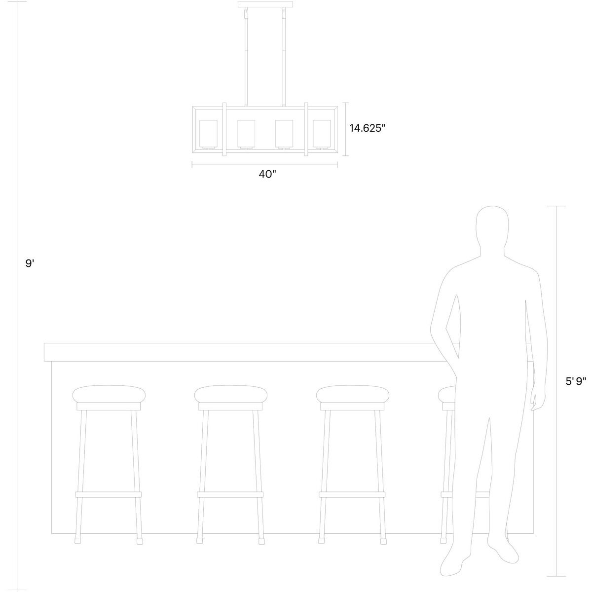 Mitte 4 Light 12 inch Midnight Black Pendant Ceiling Light