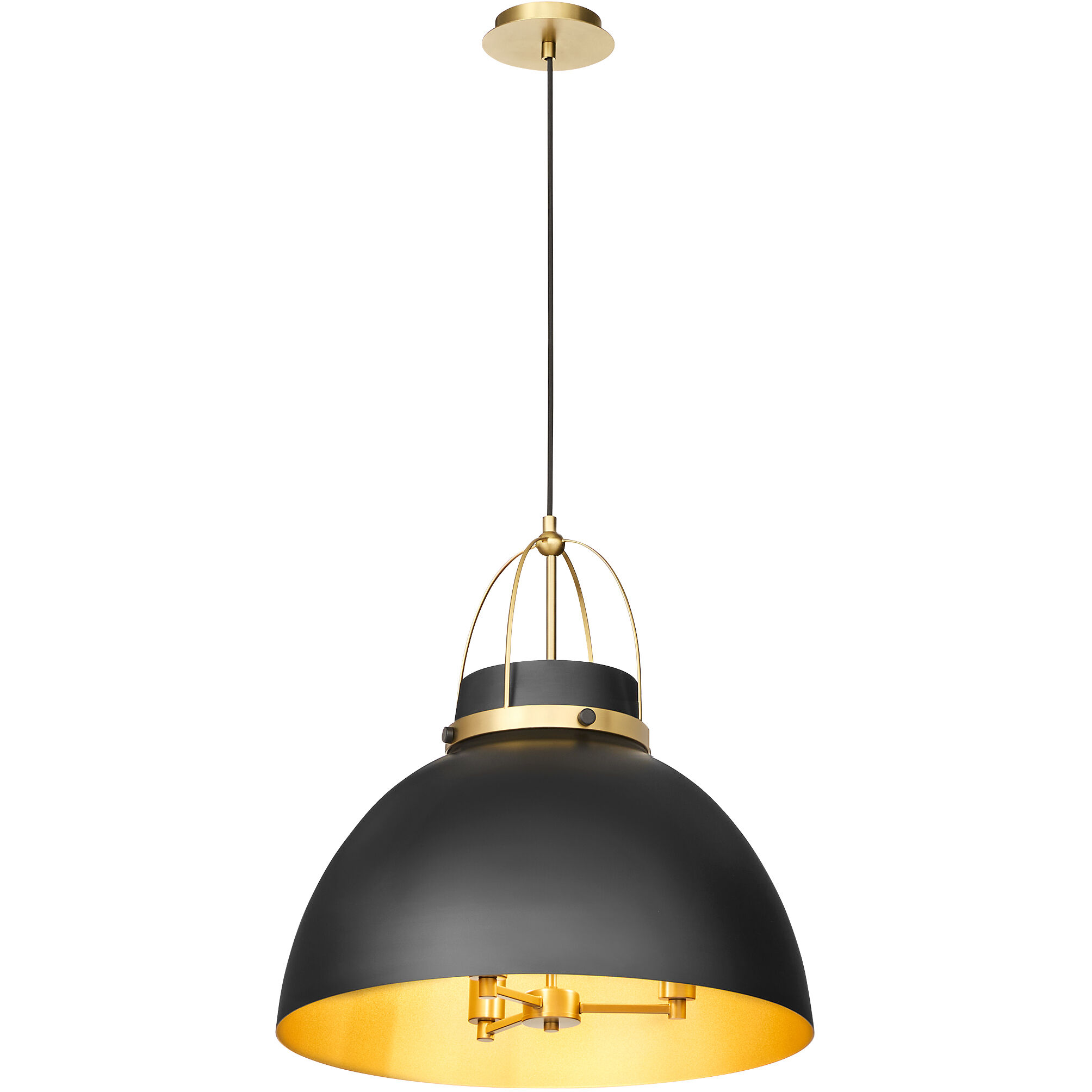 Pruitt 3 Light 21 inch Matte Black and Aged Brass Pendant Ceiling Light