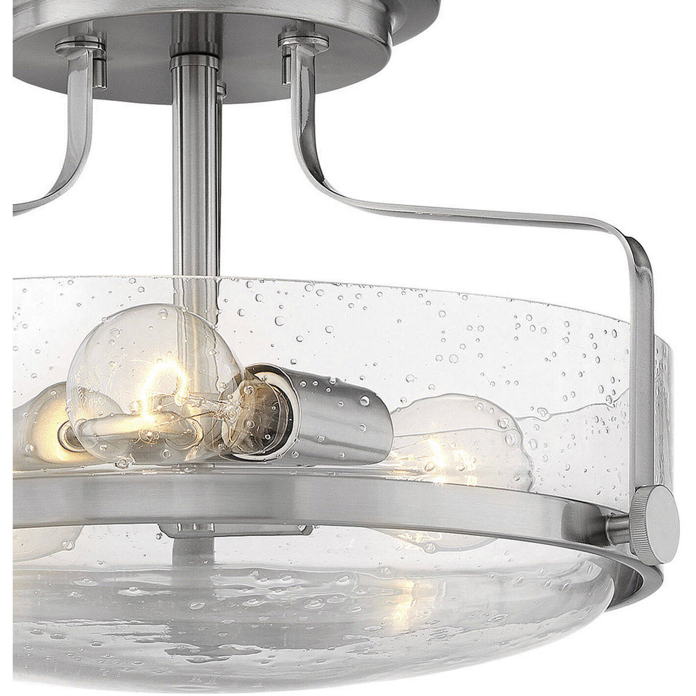 Harper 3 Light 14.5 inch Brushed Nickel Indoor Semi-Flush Mount Ceiling Light in Clear Seedy