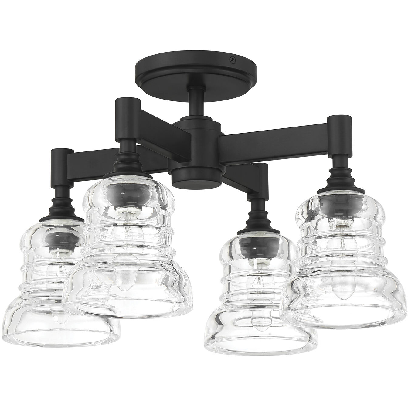 Gregory 4 Light 17.25 inch Matte Black Semi Flush Ceiling Light