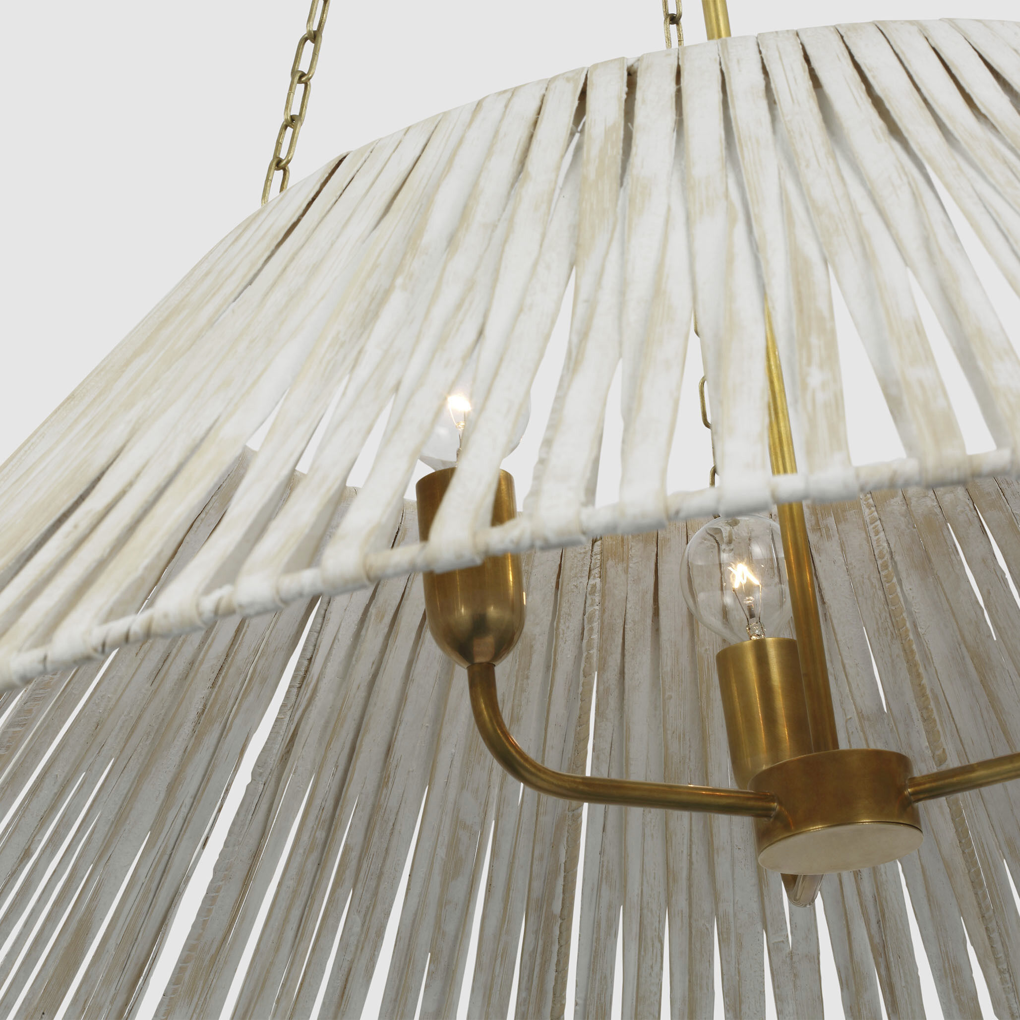 Marie Flanigan Corinne LED 36.25 inch Soft Brass Wrapped Hanging Shade Ceiling Light, Extra Large