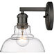 Yep Carver Vanity Wall Light in Matte Black, Clear Glass