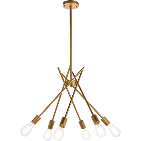 Lucca 6 Light 23 inch Brass Pendant Ceiling Light