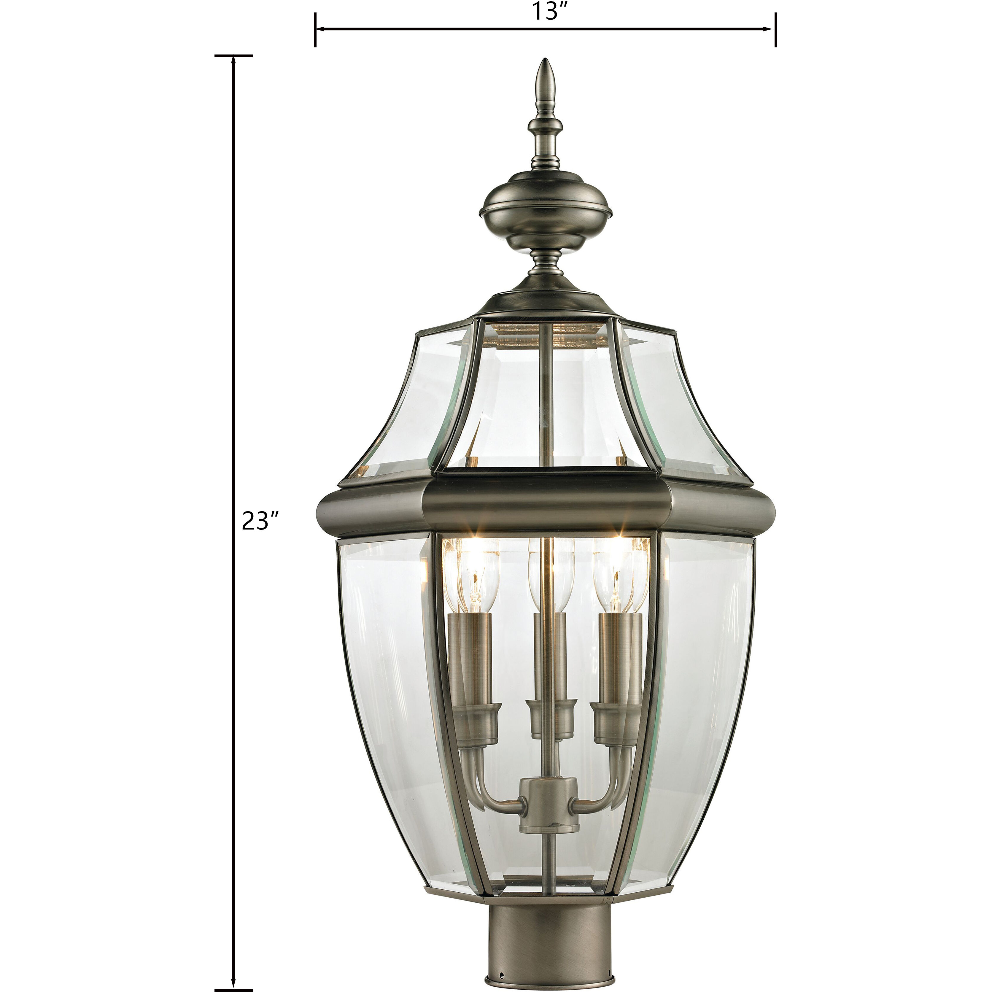 Ashford 3 Light 23 inch Antique Nickel Outdoor Post Light