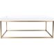 Lyndhurst 47.75 X 18 inch White and Brass Coffee Table