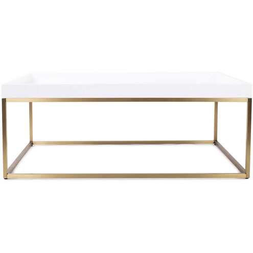 Lyndhurst 47.75 X 18 inch White and Brass Coffee Table