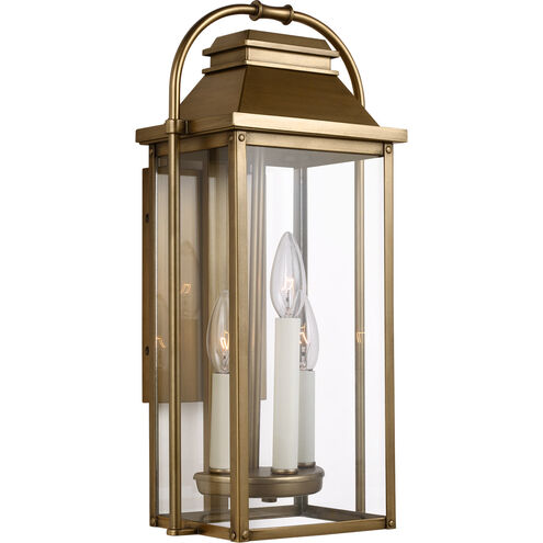 Sean Lavin Wellsworth 3 Light 18.25 inch Painted Distressed Brass Outdoor Wall Lantern