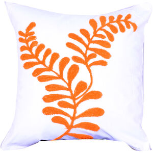 Embroidered 18 X 7 inch White/Orange Pillow