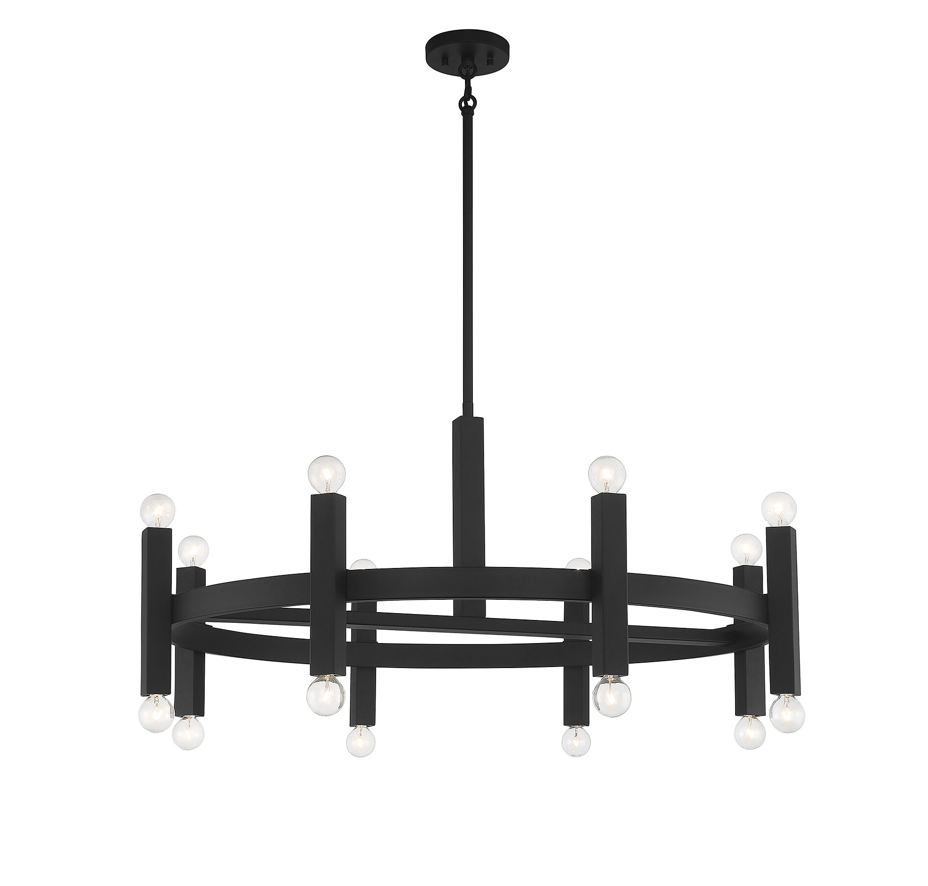 Contemporary 16 Light 40.5 inch Matte Black Chandelier Ceiling Light