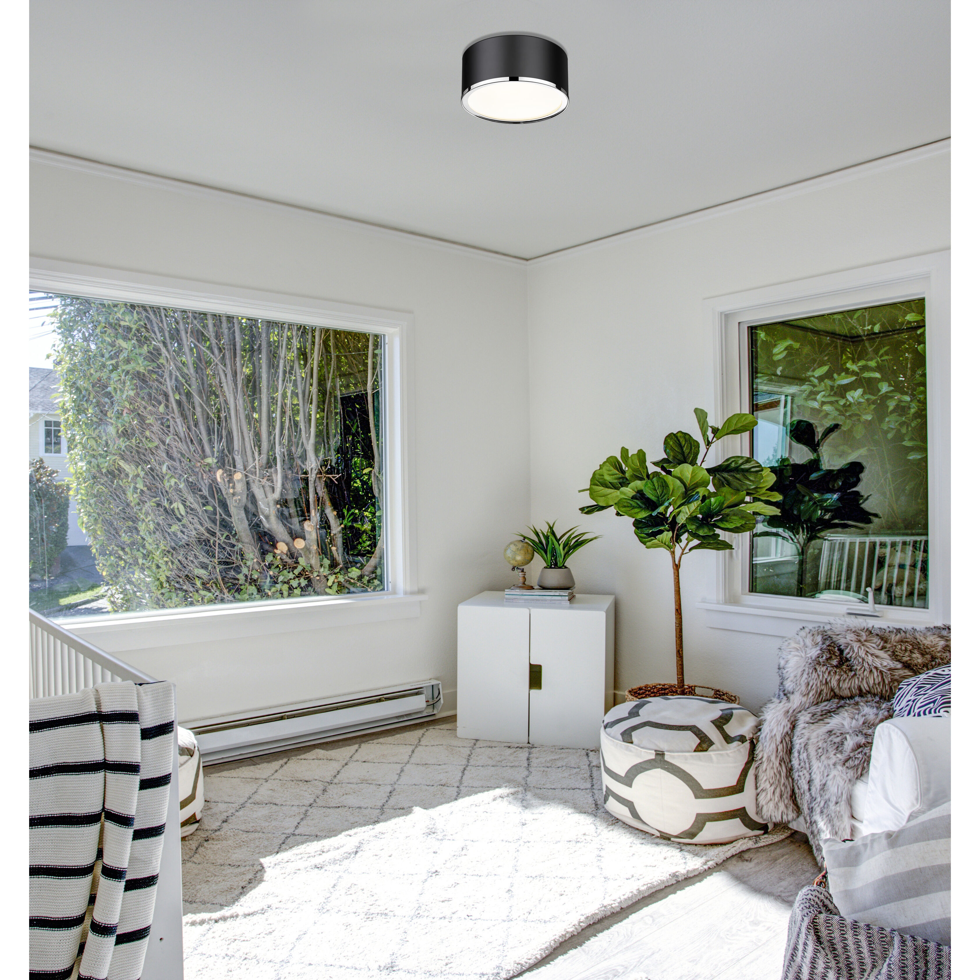 Arlo 2 Light 12.25 inch Matte Black and Chrome Flush Mount Ceiling Light