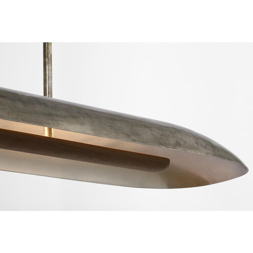 Anne-Marie Barton Remi Linear Pendant Ceiling Light in Mottled Pewter and Warm Walnut
