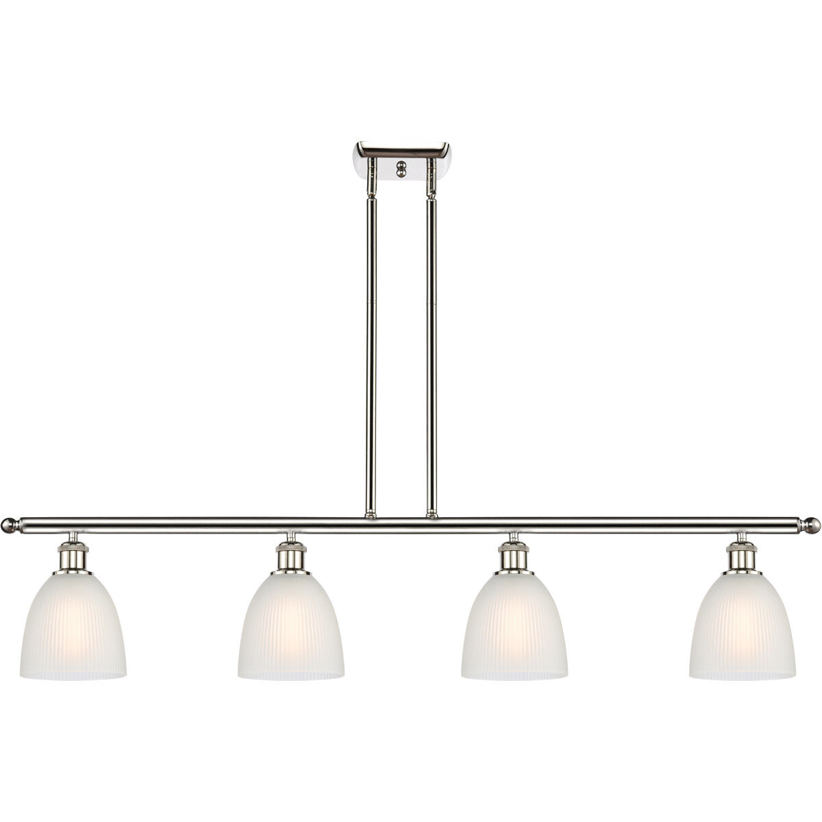 Ballston Castile 4 Light 48 inch Polished Nickel Island Light Ceiling Light in White Glass, Ballston