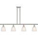 Ballston Castile 4 Light 48 inch Polished Nickel Island Light Ceiling Light in White Glass, Ballston