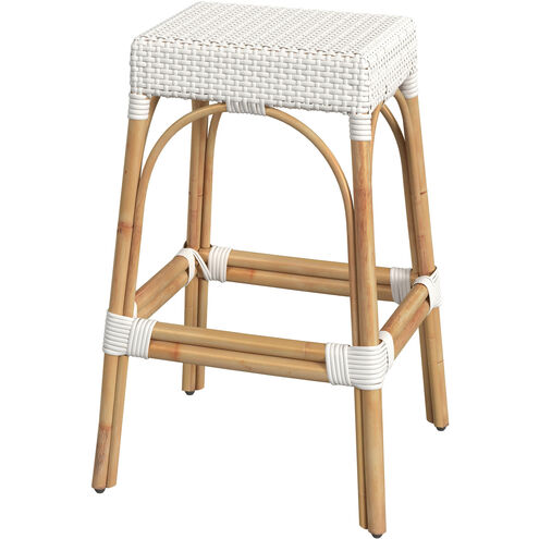 Robias Rectangular Rattan 30" Bar Stool in Glossy White