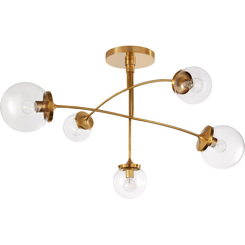 kate spade new york Prescott 5 Light 40 inch Soft Brass Mobile Chandelier Ceiling Light in Clear Glass, Medium