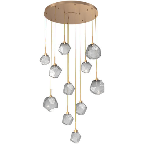 Gem LED 35.6 inch Novel Brass Chandelier Ceiling Light, Round Multi-Port