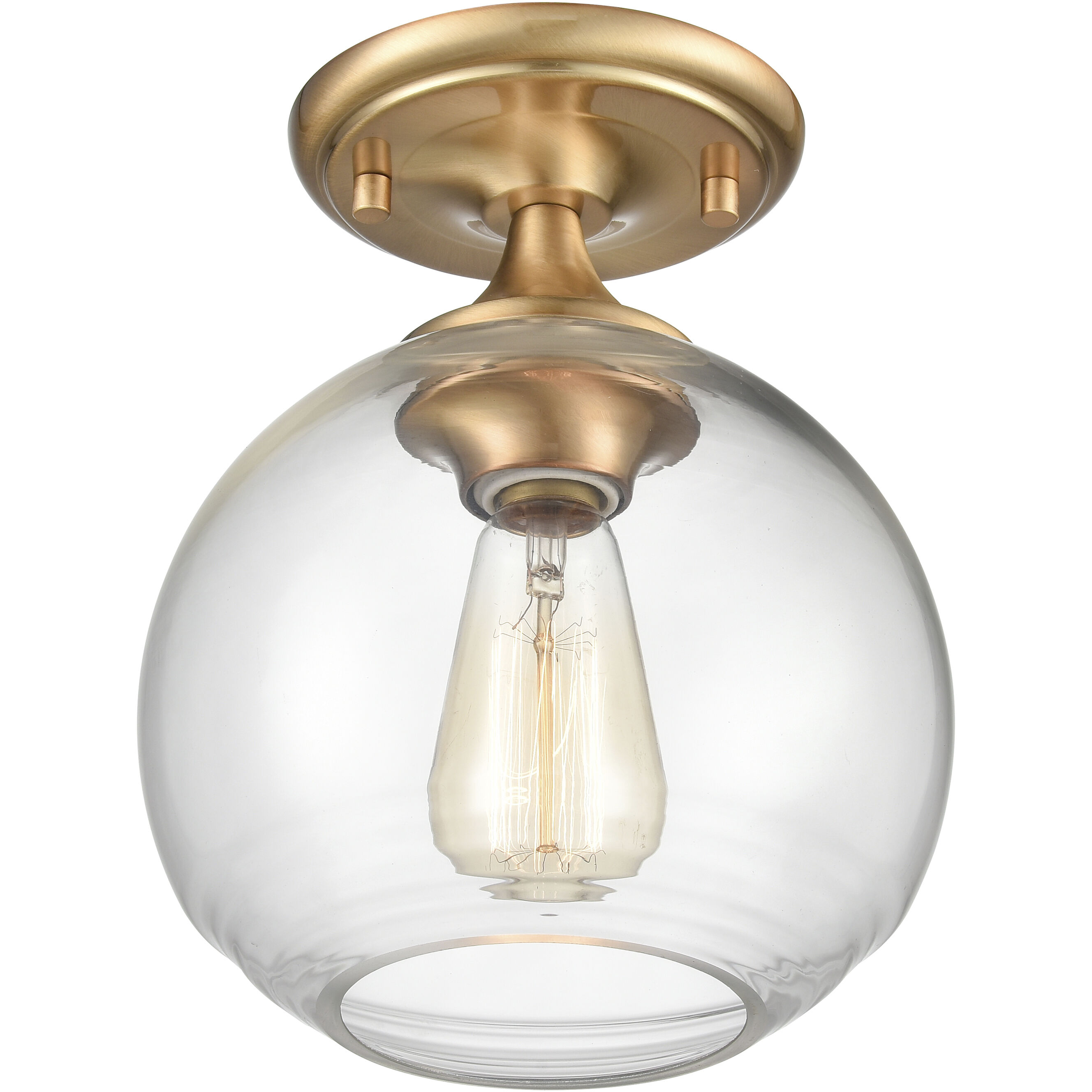 Angie 1 Light 8 inch Satin Brass Semi Flush Mount Ceiling Light