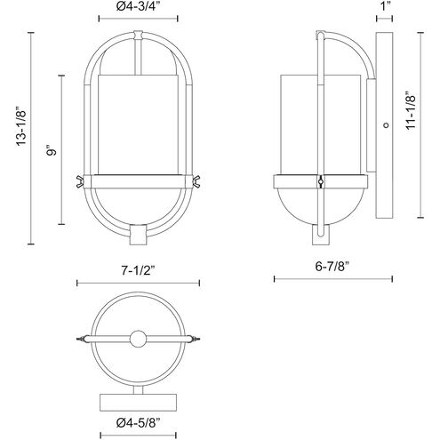 Alora Mood Cyrus 1 Light 7.5 inch Matte Black Bath Vanity Light Wall Light